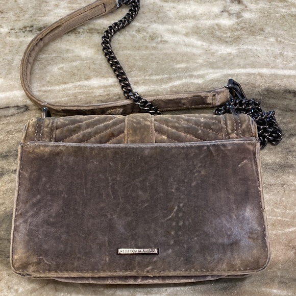 Rebecca Minkoff  Chevron Quilted Crossbody Bag Gray Removable Strap Clutch
C - Picture 3 of 13